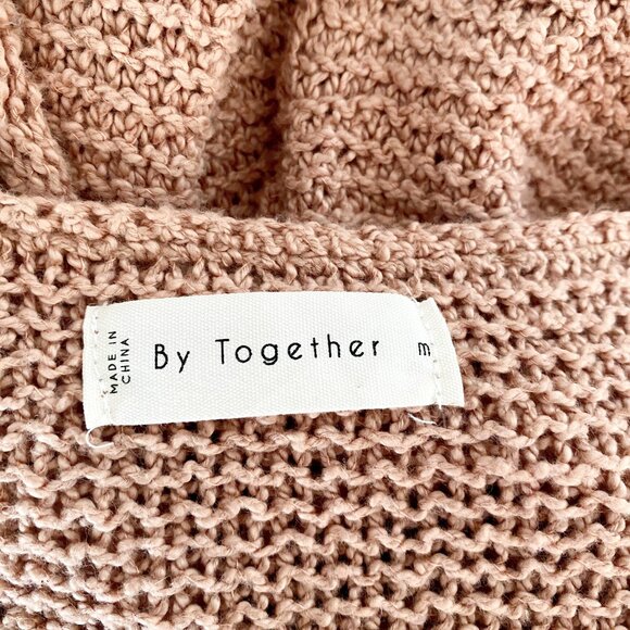 🐚 Dusky Pink Oversized Summer Sweater - Deep V Neck for Off Shoulder Look 🐚 - Picture 7 of 8